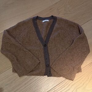 Naadam Women's Brown Cardigan Sweater, M